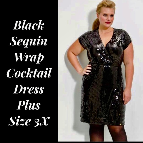🆕Michael By Michael Kors Black Sequin Wrap Dress Plus Size 3X NWOT - Picture 4 of 11